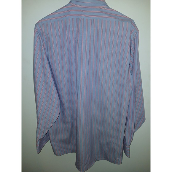 Brooks Brothers Shirt Mens 15 1/2, 33 Blue Stripe Non-Iron Cotton Long Sleeve - Picture 2 of 6